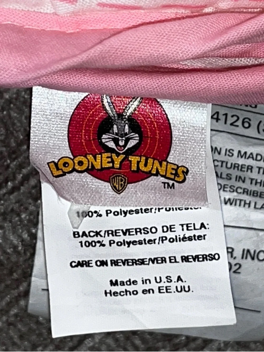 Vintage 90s Tweety Bird Head New Looney Tunes Quilt Baby Blanket Pink Hearts New